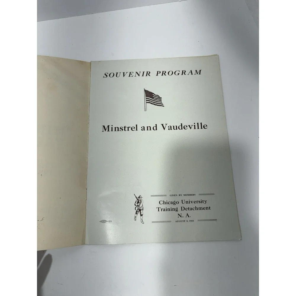 Minstrel and Vaudeville Souvenir Program Band Concert Chicago Univ Training 1918